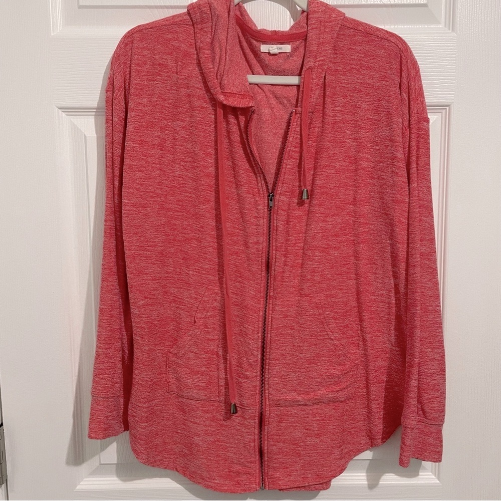 Maurices Lakeside Pink Zipper Hoodie Sweatshirt Large